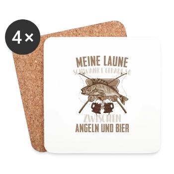 Laune Angeln und Bier Rute Angel Fischen Geschenk - Untersetzer (4er-Set) - Weiß - Vorne