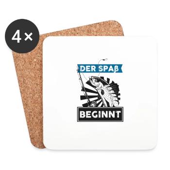 Rute raus der Spaß beginnt Angel Fischen Geschenk - Untersetzer (4er-Set) - Weiß - Vorne