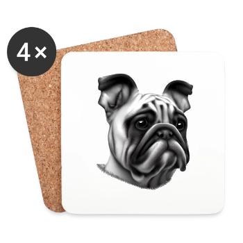 Dog Bulldog Dog Owner Dog Owner - Coasters (set of 4) - white - Front