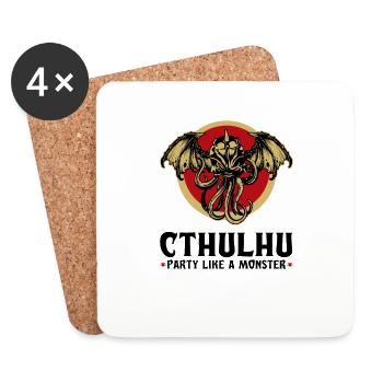 Cthulhu, Party Like A Monster, Funny Cosmic Horror - Coasters (set of 4) - white - Front