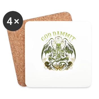 Cthulhu Cult God Dammit, Cosmic Horror Cthulhu - Untersetzer (4er-Set) - Weiß - Vorne
