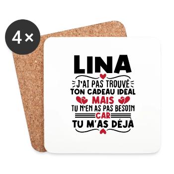 Lina j'ai pas trouvé ton cadeau idéal... - Dessous de verre (lot de 4) - blanc - Devant