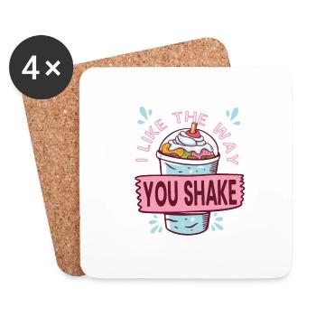 J’aime la façon dont vous secouez les cadeaux de dessert au milkshake - Dessous de verre (lot de 4) - blanc - Devant