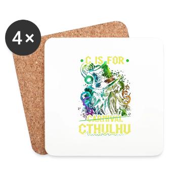 C Is For Cthulhu Carnival Mardi Gras Cosmic Horror - Coasters (set of 4) - white - Front
