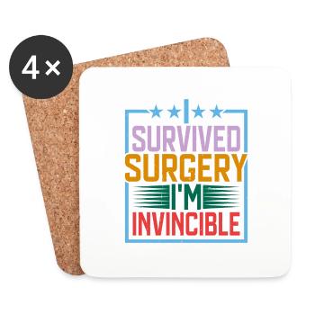 I Survived Surgery, I'm Invincible 4 - Coasters (set of 4) - white - Front