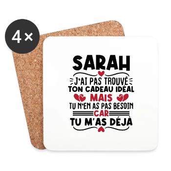 Sarah j'ai pas trouvé ton cadeau idéal... - Dessous de verre (lot de 4) - blanc - Devant