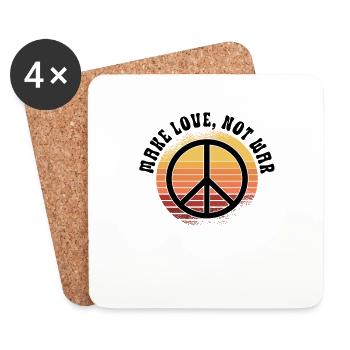 Hippie Peace Sign Peace Flowers Flower Child - Dessous de verre (lot de 4) - blanc - Devant