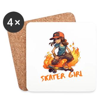 Skater Girl Skateboard Mädchen und Frauen Shirts - Untersetzer (4er-Set) - Weiß - Vorne