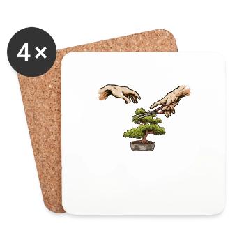 Fun Bonsai Baumpflege Beschneiden Bonsai - Untersetzer (4er-Set) - Weiß - Vorne