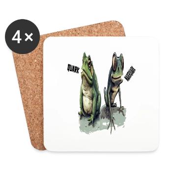 frog tadpole curd curd diet low-fat quark pun - Coasters (set of 4) - white - Front