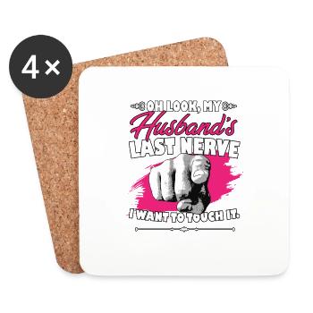 Look My Husband's Last Nerve Funny Hubby Wife - Untersetzer (4er-Set) - Weiß - Vorne