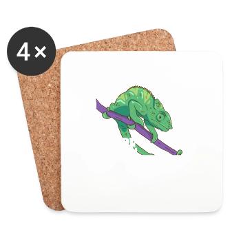I Like Chameleons & Maybe 3 People Reptile Lizard - Coasters (set of 4) - white - Front