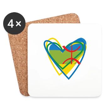 Je suis kabyles dans mon cœur AMAZIGH - Dessous de verre (lot de 4) - blanc - Devant