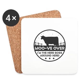 Moo -ve About Cow - Shorthorn - Coasters (set of 4) - white - Front