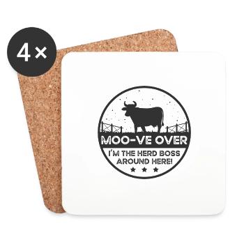 Moo -ve À propos de la vache - Charolais - Dessous de verre (lot de 4) - blanc - Devant