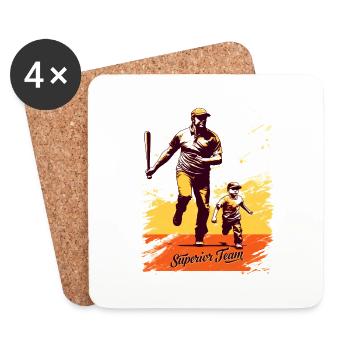 Baseball Vatertag Muttertag Geschenkidee - Untersetzer (4er-Set) - Weiß - Vorne