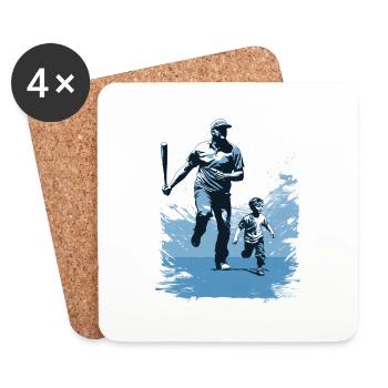 Baseball Vatertag Muttertag Geschenkidee - Untersetzer (4er-Set) - Weiß - Vorne