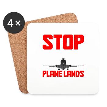 Arrêtez de vous lever lorsque l’avion atterrit 8 - Dessous de verre (lot de 4) - blanc - Devant