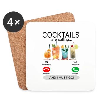 Cocktails are calling - Cocktail trinken - Coasters (set of 4) - white - Front