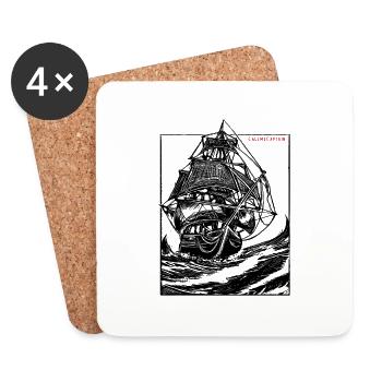Navire sur mer agitée - Dessous de verre (lot de 4) - blanc - Devant