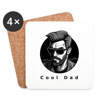 Papa cool - Dessous de verre (lot de 4) - blanc - Devant