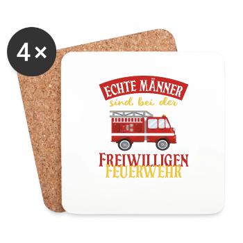 Echte Männer sind bei der Freiwilligen Feuerwehr - Untersetzer (4er-Set) - Weiß - Vorne
