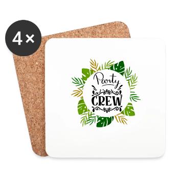 Party Crew mit Palmen Blätter with Palm Leaves - Dessous de verre (lot de 4) - blanc - Devant