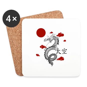 Japanese Aesthetic Chinesischer Drachen Tattoo - Untersetzer (4er-Set) - Weiß - Vorne