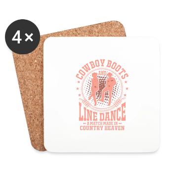 Bottes de cow-boy et danse en ligne Musique country occidentale - Dessous de verre (lot de 4) - blanc - Devant