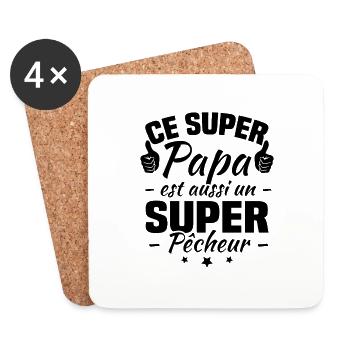 Ce super papa est aussi un super pêcheur - Dessous de verre (lot de 4) - blanc - Devant