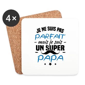 Je ne suis pas parfait mais je suis un super papa - Dessous de verre (lot de 4) - blanc - Devant