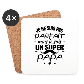 Je ne suis pas parfait mais je suis un super papa - Dessous de verre (lot de 4) - blanc - Devant