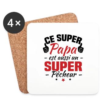 Ce super papa est aussi un super pêcheur - Dessous de verre (lot de 4) - blanc - Devant