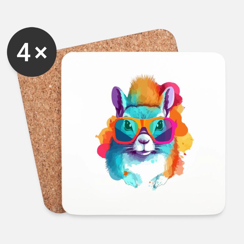 Tim the spectacled squirrel - Coasters (set of 4) - white