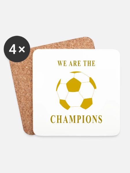 We Are The Champions, football, gold - Coasters (set of 4) - white