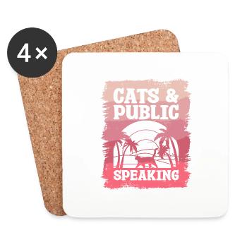 Cats & Public Speaking Speech Speaker - Coasters (set of 4) - white - Front