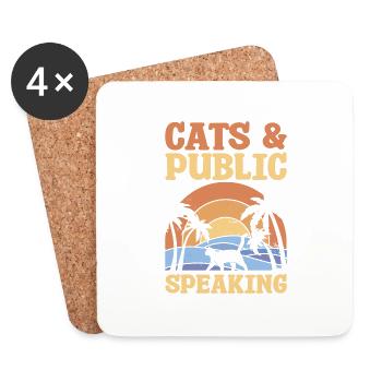 Cats & Public Speaking Speech Speaker - Coasters (set of 4) - white - Front