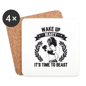 wake up beauty its time to beat - Coasters (set of 4) - white - Front