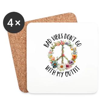 Hippie Peace Zeichen Frieden Blumen Blumenkind - Untersetzer (4er-Set) - Weiß - Vorne