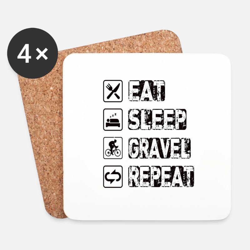 Eat Sleep Gravel Repeat - Untersetzer (4er-Set) - Weiß