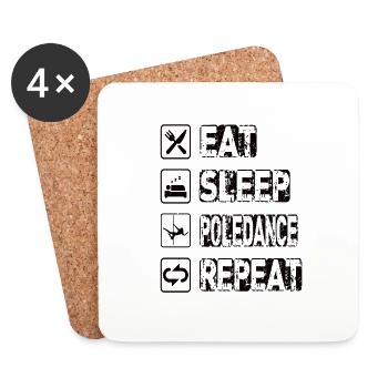 Eat Sleep Poledance Repeat - Untersetzer (4er-Set) - Weiß - Vorne
