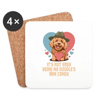 Pas facile d’être mon bras de griffonnage Candy Goldendoodle - Dessous de verre (lot de 4) - blanc - Devant