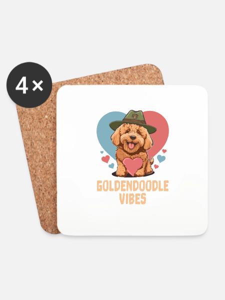 Goldendoodle Vibes Cute Dog Mom Golden Doodle Dog - Untersetzer (4er-Set) - Weiß