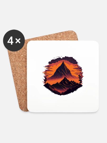 Retro-Pixelberge - Untersetzer (4er-Set) - Weiß