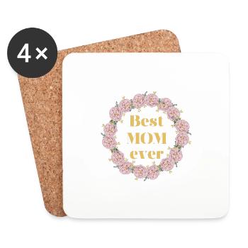 Fête des mères, la meilleure maman de tous les temps - Dessous de verre (lot de 4) - blanc - Devant