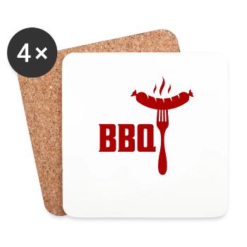 C’est l’heure du barbecue griller le fumoir barbecue - Dessous de verre (lot de 4) - blanc - Devant