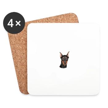 Vorsicht vor dem Herrchen - Deutscher Pinscher - Untersetzer (4er-Set) - Weiß - Vorne