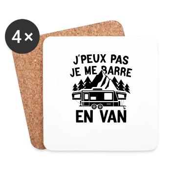 j'peux pas je me barre en van cadeau anniversaire - Dessous de verre (lot de 4) - blanc - Devant