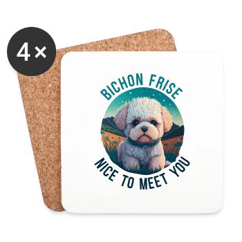 Bichon Friesland, schön, dich kennenzulernen - Niedliches Hundeporträt - Untersetzer (4er-Set) - Weiß - Vorne