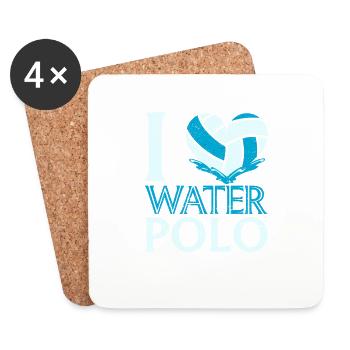 I Love Water Polo Heart Vintage Funny Water - Coasters (set of 4) - white - Front